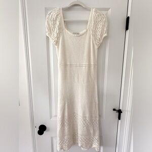 White Crochet Midi Dress